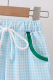 Green pocket grid shorts set