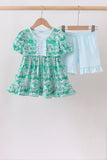 Green house floral Ruffle Shorts Set