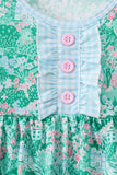 Green house floral Ruffle Shorts Set
