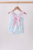 Pink Crocodile Smocked Gingham Bubble