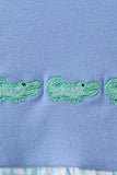 Blue Crocodile Embroidered Bubble
