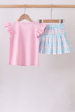 Pink Crocodile Smocked Skorts Set