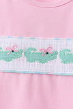Pink Crocodile Smocked Skorts Set