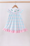 Pink Crocodile Smocked Gingham Dress