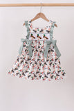 Sage Mallard French Knot Ruffle Dress