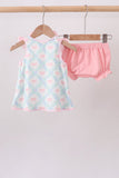 Pink Floral Bow Print Bloomer Set