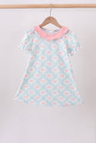 Pink Floral Bow Print Dress