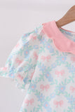 Pink Floral Bow Print Dress