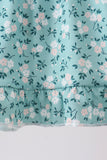 Green Floral Smocked Ruffle Bloomer Set