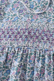 Blue Floral Smocked Dress
