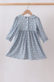 Blue Floral Smocked Dress
