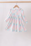 Checkered Floral Smocked Dress