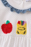 Blue Apple Crayon French Knot Ruffle Dress