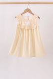 Oatmeal character french knot ruffle dress