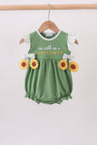 Green Sunflower Applique Ruffle Bubble