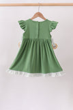 Green Sunflower Applique Ruffle Dress