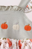 Orange Pumpkin Embroidery Ruffle Bubble