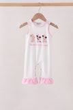 Pink Prayer Embroidery Ruffle Romper