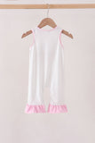 Pink Prayer Embroidery Ruffle Romper