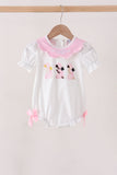 Pink Prayer Embroidery Ruffle Bubble
