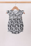 Grey Camouflage Bow Embroidery Ruffle Bubble