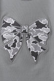 Grey Camouflage Bow Embroidery Ruffle Skorts Set