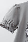 Grey Camouflage Bow Embroidery Ruffle Skorts Set