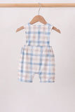 Blue Pumpkin Embroidery Gingham Bubble