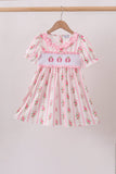 Pink Pumpkin Embroidery Ruffle Dress
