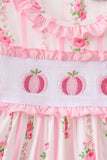 Pink Pumpkin Embroidery Ruffle Dress