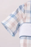 Blue Pumpkin Embroidery Gingham Shorts Set