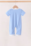 Blue Embroidery Romper