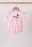Pink Mallard Applique Gingham Bubble
