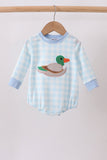 Blue Mallard Applique Gingham Bubble