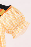 Mustard Candy Embroidery Gingham Bubble