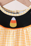 Mustard Candy Embroidery Gingham Bloomer Set