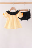Mustard Candy Embroidery Gingham Bloomer Set