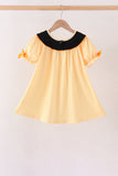 Mustard Candy Embroidery Gingham Dress