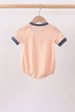 Orange Pumpkin Embroidery Gingham Bubble