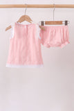 Pink Lace Jacquard Bloomer Set