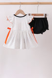 Black Spider Embroidery Ruffle Bloomer Set