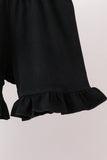 Black Spider Embroidery Ruffle Shorts Set
