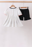 Black Spider Embroidery Ruffle Shorts Set