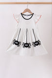 Black Spider Embroidery Ruffle Dress