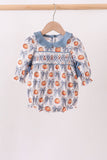 Blue Pumpkin Bow Smocked Ruffle Bubble