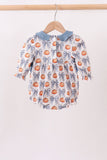 Blue Pumpkin Bow Smocked Ruffle Bubble