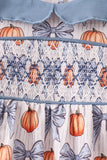 Blue Pumpkin Bow Smocked Bloomer Set