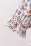 Blue Pumpkin Bow Mom Tiered Dress