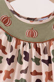 Camouflage Pumpkin Embroidery Ruffle Dress