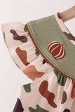 Camouflage Pumpkin Embroidery Ruffle Dress